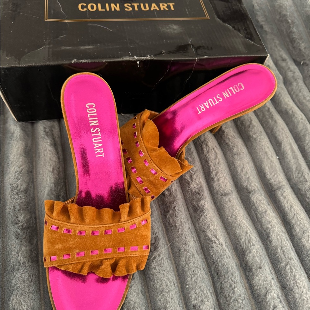 Colin Stuart for Victoria’s Secret Vintage Women's Brown and Fuchsia Slide Heels